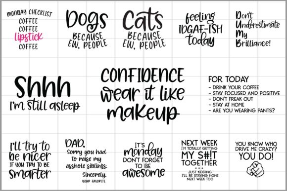 25 FUNNY DESIGNS Graphics for Crafts and Marketing