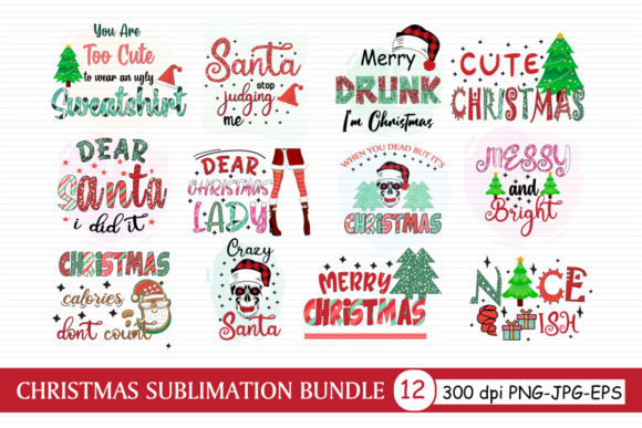 Christmas Funny Sublimation Bundle Graphics for Crafts