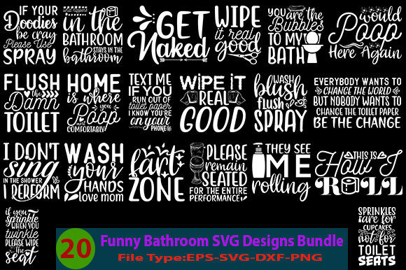 Funny Bathroom Quotes Graphics for Local Business Branding